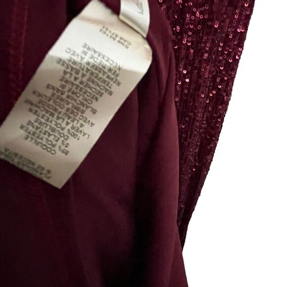 Eliza J Sequined Gown Dress Cranberry Red Christmas Women Size 8 Long Sleeve - Picture 6 of 14